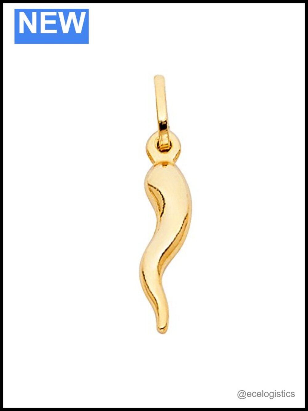 14K Yellow Gold Cornicello Italian Horn Pendant Charm